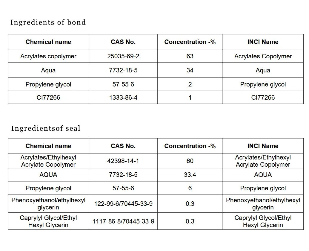 ingredients of lash bond and seal