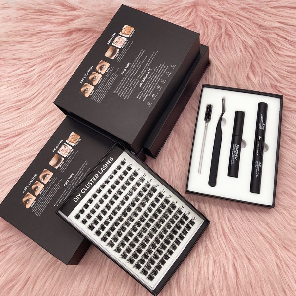 black double layers lash cluster kit