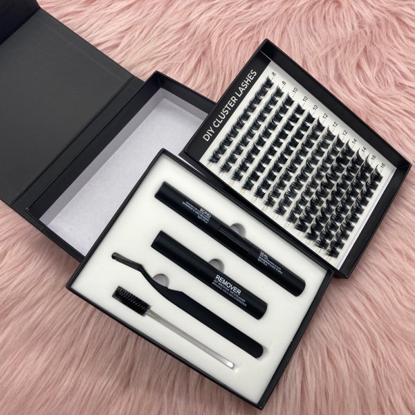 black double layers lash cluster kit