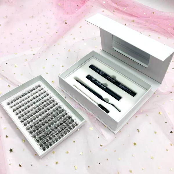 double layers lash cluster kit with mirror