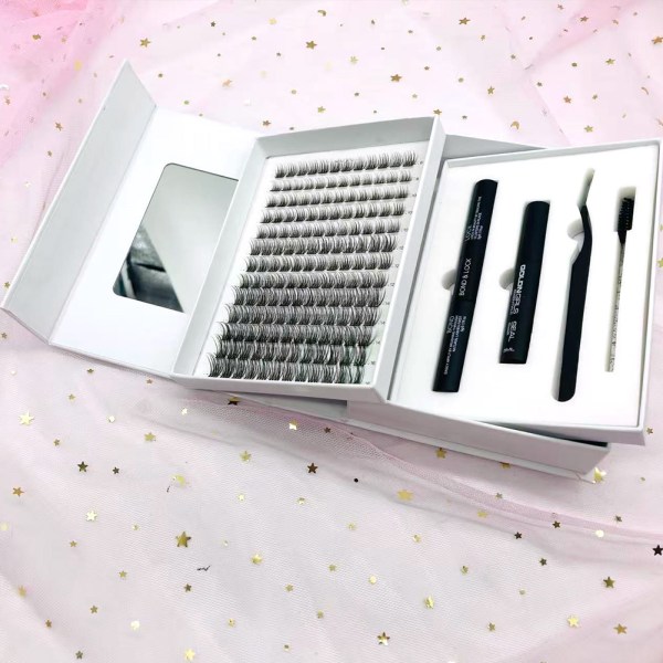 double layers lash cluster kit with mirror